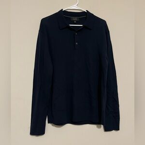 Banana Republic Dark Blue Long Sleeve Polo Merino Wool Sweater Size M